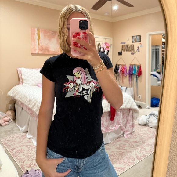 tokidoki Black Tee with Colorful Graphic - Picture 1 of 5